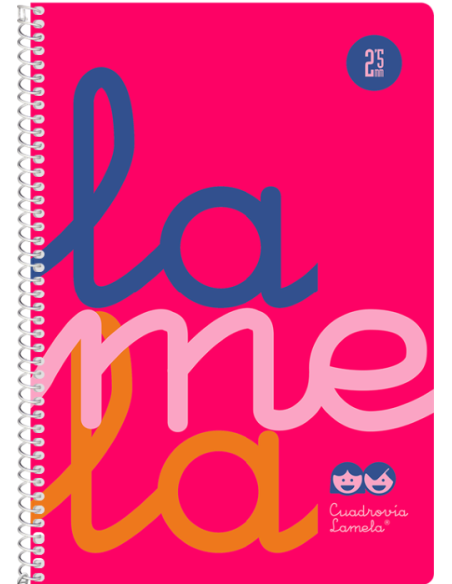 Cuaderno espiral 4º 80 hojas 90g 25mm rosa cuadrovia polipropileno fluor